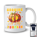 Growing A Little Pumpkin; Happy Thanksgiving Pregnancy Announcement; Footprint Plaid Pumpkin T-Shirt