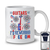 Guitars Fireworks And Freedom, Proud 4th Of July American Flag Musical Instruments, Patriotic T-Shirt