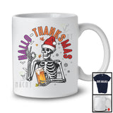 Hallo-Thanksmas; Joyful Halloween Thanksgiving Christmas Santa Skeleton With Beer; Drinking T-Shirt