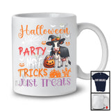 Halloween Party Not Tricks Just Treats, Lovely Witch Cow Farm, Carved Pumpkin Candy Animal T-Shirt