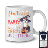 Halloween Party Not Tricks Just Treats, Lovely Witch Llama, Carved Pumpkin Candy Animal T-Shirt