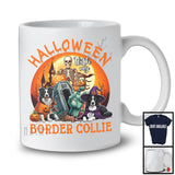 Halloween With My Border Collie; Scary Moon Skeleton Zombie Hand; Pumpkin Candy Lover T-Shirt