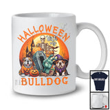 Halloween With My Bulldog; Scary Moon Skeleton Zombie Hand; Pumpkin Candy Lover T-Shirt