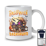 Halloween With My Dachshund, Amazing Halloween Moon Witch, Castle Gnomes Pumpkin T-Shirt