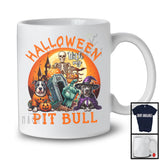 Halloween With My Pit Bull; Scary Moon Skeleton Zombie Hand; Pumpkin Candy Lover T-Shirt