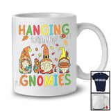 Hanging With My Gnomies, Adorable Thanksgiving Three Gnomes Squad, Autumn Leaves Family T-Shirt