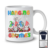 Hanging With My Gnomies, Lovely Christmas Group Of Four Gnomes, Snowing Candy Cane T-Shirt