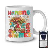 Hanging With My Gnomies, Lovely Thanksgiving Group Of Four Gnomes, Fall Leaves Tree Pumpkins T-Shirt