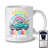 Happy 100 Days Of School, Adorable Pickup Truck Leopard Flowers Rainbow, Student Teacher T-Shirt
