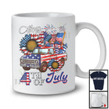 Happy 4th Of July, Adorable Independence Day American Flag Pickup Truck, Sunglasses Patriotic T-Shirt