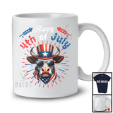 Happy 4th Of July, Humorous American Flag Cow Face Sunglasses, Farm Farmer Patriotic T-Shirt