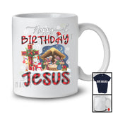 Happy Birthday Jesus; Awesome Christmas Lights Plaid Cross; Snowing Matching Family Group T-Shirt