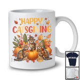 Happy Catsgiving; Wonderful Thanksgiving Bengal Cat Owner; Fall Leaf Pumpkin T-Shirt