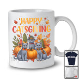 Happy Catsgiving; Wonderful Thanksgiving Chartreux Cat Owner; Fall Leaf Pumpkin T-Shirt