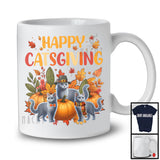 Happy Catsgiving; Wonderful Thanksgiving Russian Blue Cat Owner; Fall Leaf Pumpkin T-Shirt