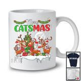 Happy Catsmas; Amazing Christmas Three Kittens Riding Reindeer Snow; X-mas Tree Moon T-Shirt