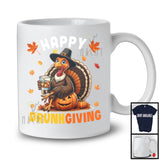 Happy Drunkgiving; Sarcastic Thanksgiving Turkey Drinking Whiskey; Drunker Team Family T-Shirt