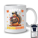 Happy Drunkgiving; Sarcastic Thanksgiving Turkey Drinking Wine; Drunker Team Family T-Shirt