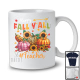 Happy Fall Y'all Teacher; Proud Thanksgiving Plaid Leopard Pumpkins; Teacher Group T-Shirt