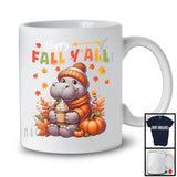 Happy Fall Y'all; Adorable Thanksgiving Hippo Pumpkin Spice; Animal Lover Matching Family Group T-Shirt