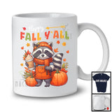 Happy Fall Y'all; Adorable Thanksgiving Raccoon Pumpkin Spice; Animal Lover Matching Family Group T-Shirt