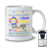 Happy Hanukkah; Adorable Chanukah Axolot With Menorah Lover; Sweater Family Group T-Shirt