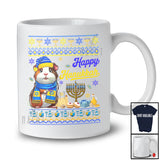 Happy Hanukkah; Adorable Chanukah Guinea Pig With Menorah Lover; Sweater Family Group T-Shirt