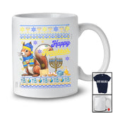 Happy Hanukkah; Adorable Chanukah Squirrel With Menorah Lover; Sweater Family Group T-Shirt