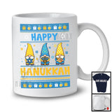 Happy Hanukkah; Adorable Christmas Sweater Three Gnomes Gnomies; Menorah Dreidel Family T-Shirt