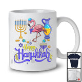 Happy Hanukkah; Happy Chanukah Lovely Flamingo With Menorah; Animal Family Group T-Shirt