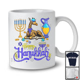 Happy Hanukkah; Happy Chanukah Lovely Giraffe With Menorah; Animal Family Group T-Shirt