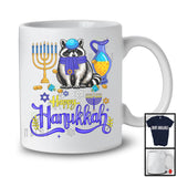 Happy Hanukkah; Happy Chanukah Lovely Raccoon With Menorah; Animal Family Group T-Shirt