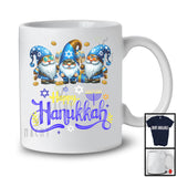 Happy Hanukkah; Joyful Hanukkah Chanukah Plaid Three Gnomes With Menorah; Family Team T-Shirt