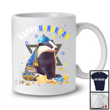 Happy Hanukkah; Lovely Chanukah Badger Wearing Kippah; Wild Animal Lover Menorah Family T-Shirt