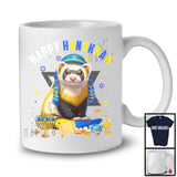 Happy Hanukkah; Lovely Chanukah Ferret Wearing Kippah; Wild Animal Lover Menorah Family T-Shirt