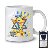 Happy Hanukkah; Lovely Chanukah Giraffe Wearing Kippah; Wild Animal Lover Menorah Family T-Shirt