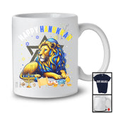 Happy Hanukkah; Lovely Chanukah Lion Wearing Kippah; Wild Animal Lover Menorah Family T-Shirt