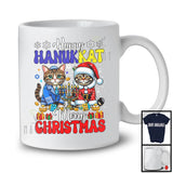 Happy Hanukkat Merry Christmas; Lovely X-mas Chanukah Menorah Cat Owner Lover; Family Group T-Shirt