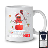 Happy Lacrossmas; Cheerful Christmas Lights Lacrosse Snowman Player Lover; Sport Team T-Shirt