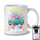 Happy Last Day Of School, Adorable Pickup Truck Leopard Flowers Rainbow, Student Teacher T-Shirt