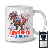 Happy RAWRRRTH of July, Proud 4th Of July American Flag T-Rex, Patriotic Group Dinosaur T-Shirt