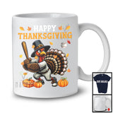 Happy Thanksgiving; Awesome Thanksgiving Autumn Fall Leaves Turkey; Baseball Player T-Shirt