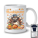 Happy Thanksgiving, Lovely Pilgrim Pug Turkey With Roasted Turkey Wine, Dinner Family T-Shirt