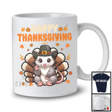 Happy Thanksgiving, Lovely Pilgrim Turkey Opossum Matching Wild Animal Lover, Fall Leaves T-Shirt