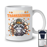 Happy Thanksgiving, Lovely Pilgrim Turkey Raccoon Matching Wild Animal Lover, Fall Leaves T-Shirt