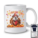 Happy Thanksgiving; Lovely Turkey Cosplay Bulldog Owner Lover; Autumn Fall Leaves T-Shirt