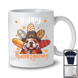 Happy Thanksgiving; Wonderful Thanksgiving Fall Leaves Bulldog Plaid Turkey Tail; Family Group T-Shirt