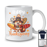 Happy Thanksgiving; Wonderful Thanksgiving Fall Leaves Corgi Plaid Turkey Tail; Family Group T-Shirt