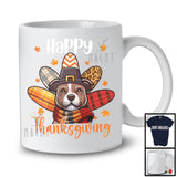 Happy Thanksgiving; Wonderful Thanksgiving Fall Leaves Pit Bull Plaid Turkey Tail; Family Group T-Shirt