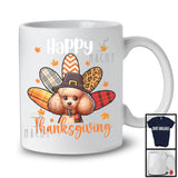 Happy Thanksgiving; Wonderful Thanksgiving Fall Leaves Poodle Plaid Turkey Tail; Family Group T-Shirt